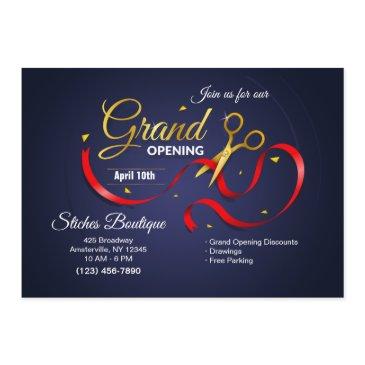 gold scissors grand opening invitation