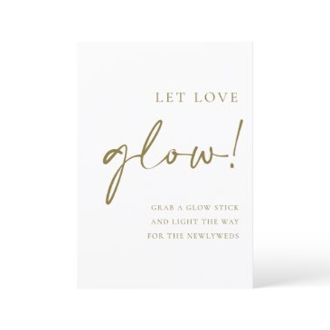gold script let love glow wedding sign menu