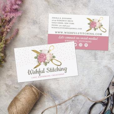 gold sewing scissors shabby floral social media business invitations