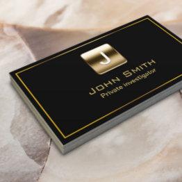 Small Gold Stamp Investigator Dark Business Invitations Front View