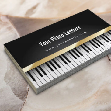 gold stripe piano lessons dark business invitations