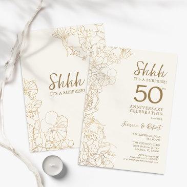gold surprise 50th anniversary invitation