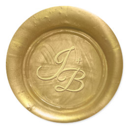 Small Gold Wax Seal Stickers Initials Wedding Envelope Front View