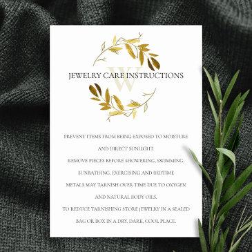 gold yellow foliage monogram jewelry care invitations
