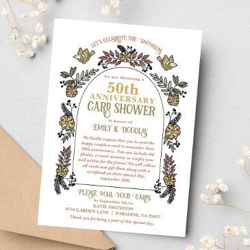 golden 50th wedding anniversary invitations shower