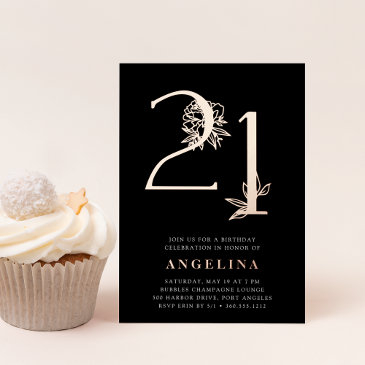 golden age | 21st birthday party rose gold foil invitation