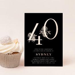 Small Golden Age | 40th Birthday Party Rose Gold Foil Invitation Front View