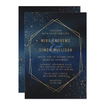 golden galaxy wedding invitation