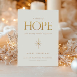 Small Golden Hope Christmas Invitations Front View