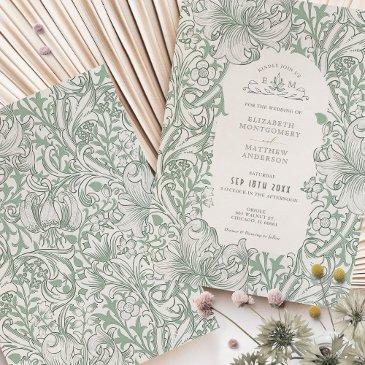 golden lily wedding suite sage green morris invitation