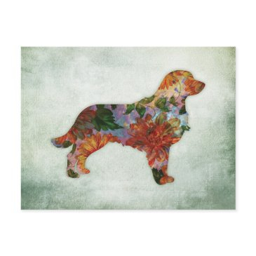 golden retriever dog floral on green postinvitations