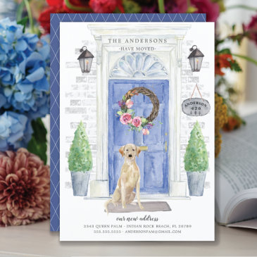 golden retriever front door moving announcement