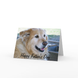 Small Golden Retriever Photo Happy Father's Day Invitations Front View