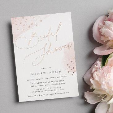 golden stars bridal shower foil invitation