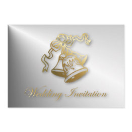 Small Golden Wedding Bells Wedding Invitation Front View