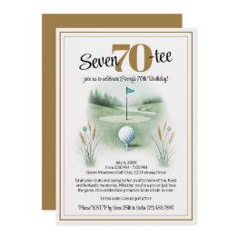 Small Golf Birthday Party Invitations For 70th Front View