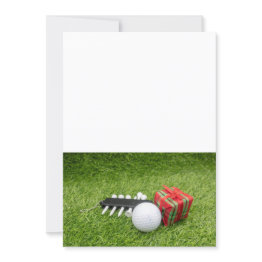 Small Golf Christmas With Golf Ball And Gift On Green Invitation Front View