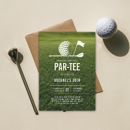 Small Golf Golfer Golfing Minimalist Men 30th Birthday Invitation Front View