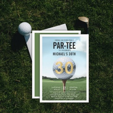 golf golfer golfing modern men 30th birthday invitation