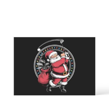 golf oh christmas santa claus vintage golfer golfi holiday invitations