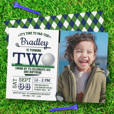golf par-tee 2nd birthday photo invitation