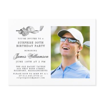 golf theme 30th surprise birthday party photo invitation postinvitations
