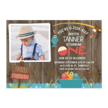 gone fishing ofishally one 1st birthday invitation