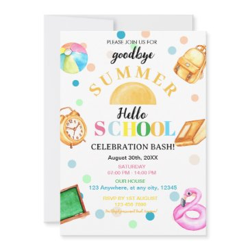 good bye summer hello school back to school party invitation