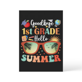 Small Goodbye 1st Grade Hello Summer Graduation Announcement Front View