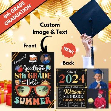 goodbye 8th grade hello summer graduation custom  announcement postinvitations