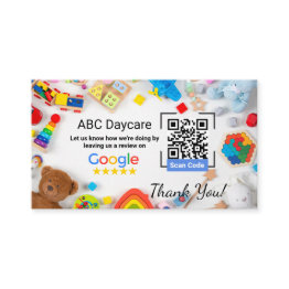 Small Google Review Invitations For Daycare Business W/ Qr Code Front View