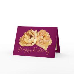 Small Gorgeous Cream Peony Chic Floral Bouquet Birthday Invitations Front View