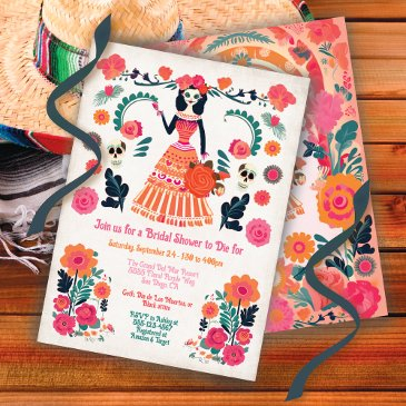 goth day for the dead bridal shower skeleton girl invitation