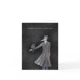 Small Goth Love Plague Doctor With A Raven Valentines Invitations Front View