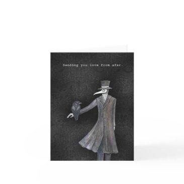 goth love plague doctor with a raven valentines invitations