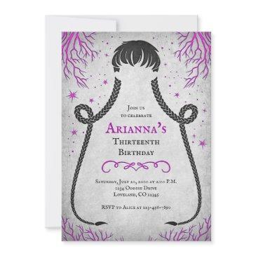 gothic girl braids birthday invitation
