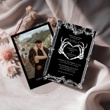 gothic skull retro halloween wedding  invitation