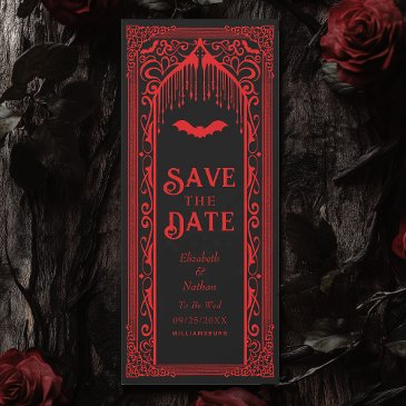 gothic vampire cathedral save the date invitation