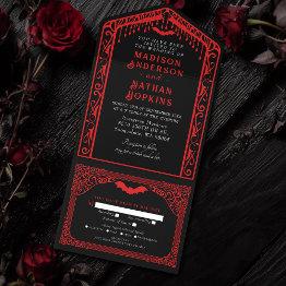 Small Gothic Vampire Cathedral Wedding All In One Invitation Front View