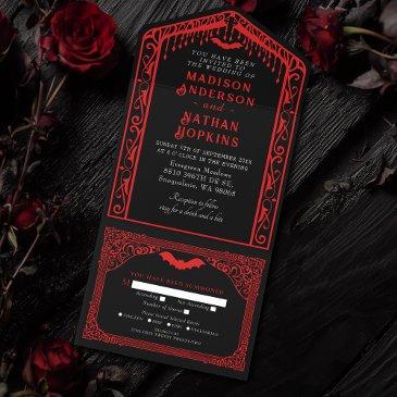 gothic vampire cathedral wedding all in one invitation