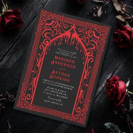 Small Gothic Vampire Cathedral Wedding Invitation Front View