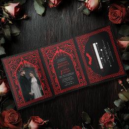 Small Gothic Vampire Cathedral Wedding Invitation Front View