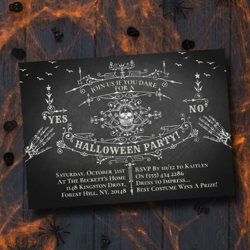 gothic victorian chalkboard halloween invitation