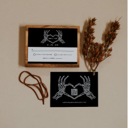 Small Gothic Wedding Skeleton Hands Wedding Qr Code Rsvp Invitation Front View