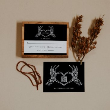 gothic wedding skeleton hands wedding qr code rsvp invitation