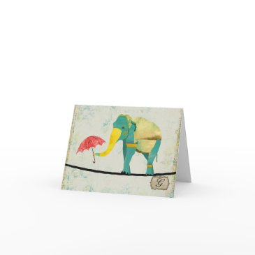 graceful gold elephant monogram noteinvitations