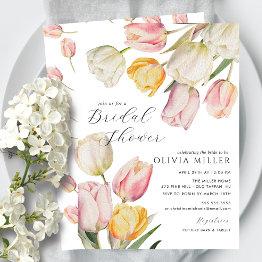 Small Graceful Tulips Bridal Shower Invitation Front View