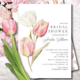 Small Graceful Tulips Bridal Shower Invitation Front View