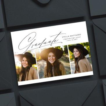 graduate three photo simple modern graduation invitation