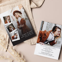 Small Graduation 5 Photo Collage Modern Grad 2025 Announcement Front View